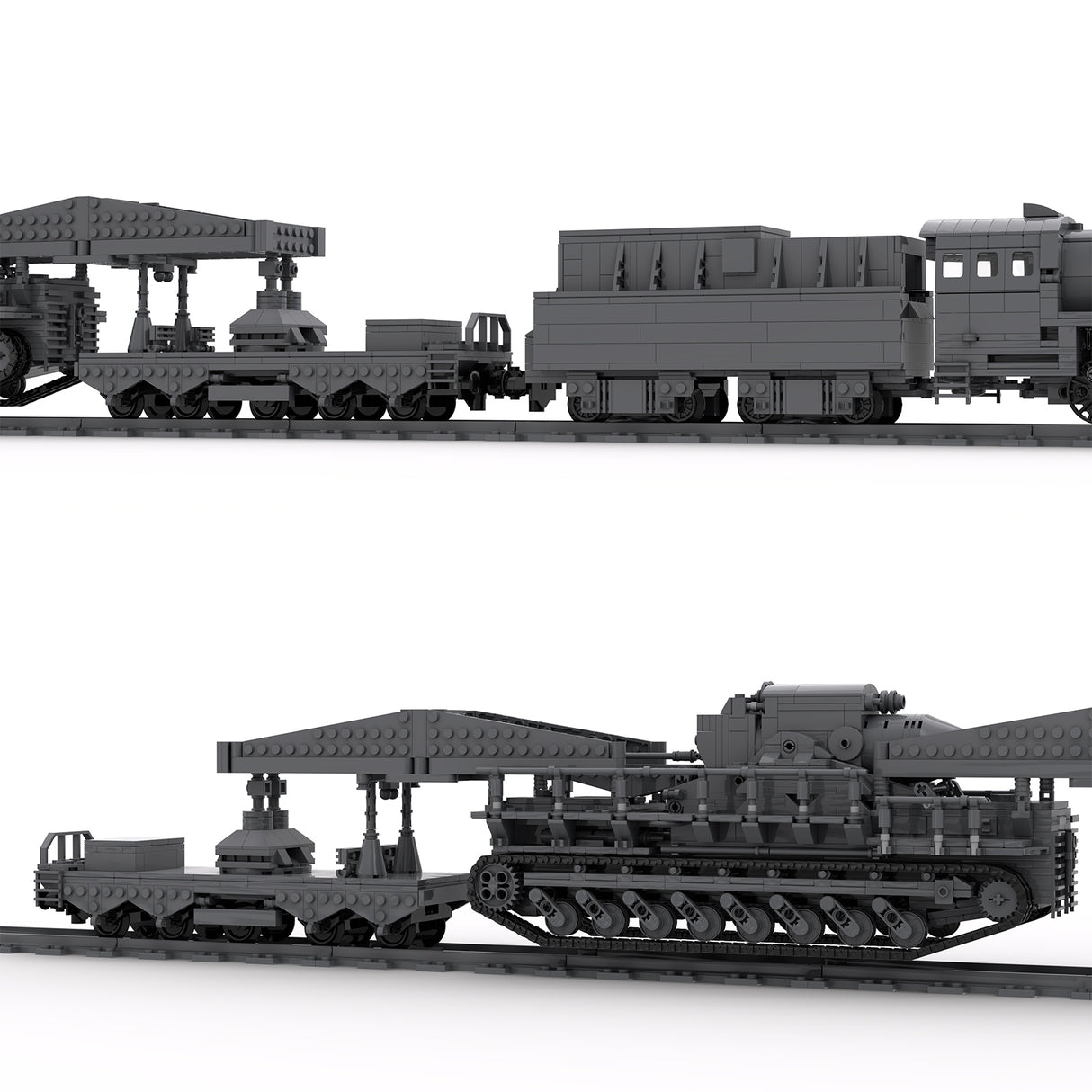 World War II Series German Carl Self-propelled Mortar Railroad-carrying Small Particle Building Blocks Model(2974pcs/Genuine Authorized Static Version) - cubertime