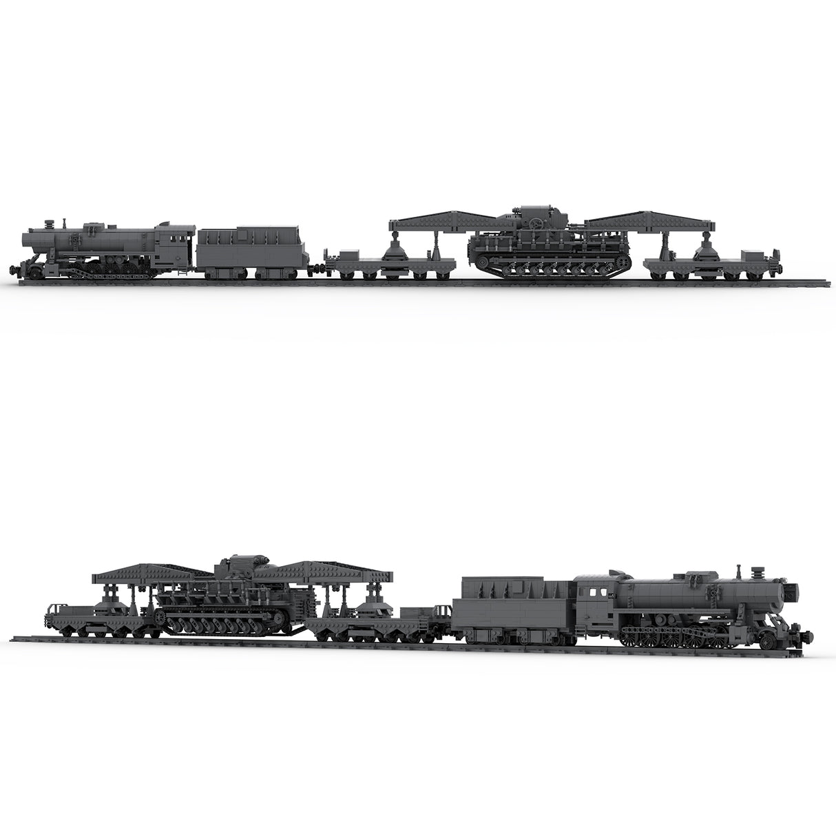 World War II Series German Carl Self-propelled Mortar Railroad-carrying Small Particle Building Blocks Model(2974pcs/Genuine Authorized Static Version) - cubertime