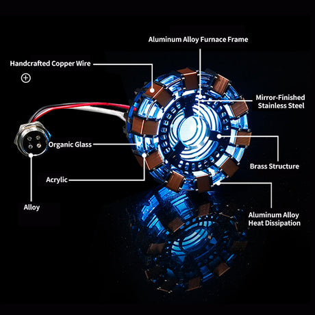 1/1 Scale MK1 Heart-shaped Arc Reactor Tech Desk Ornament (Metal Base Version) - cubertime