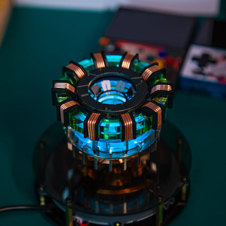 1/1 Scale MK1/MK2 Arc Reactor Floating Rotating LED Tech Desk Ornament - cubertime