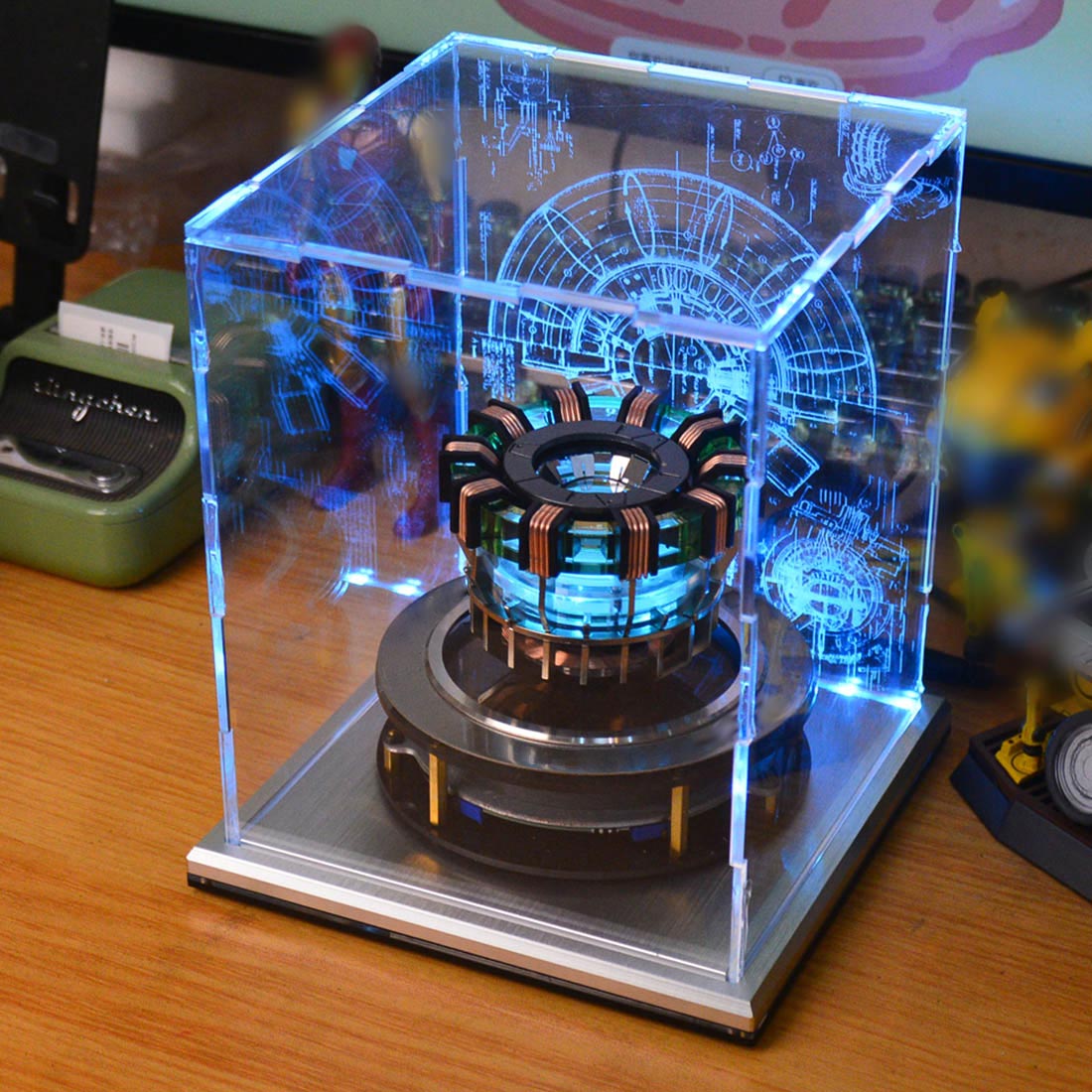 1/1 Scale MK1/MK2 Arc Reactor Floating Rotating LED Tech Desk Ornament - cubertime