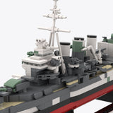 MOC 1/300 Scale HMS Suffolk Heavy Cruiser Building Blocks, Military Warship Model Naval Display Construction Set with Display Stand for Adult Collectors (1656PCS/Camouflage Version) - cubertime