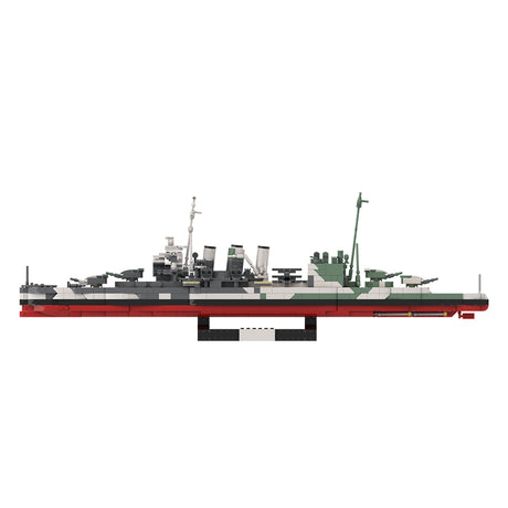 MOC 1/300 Scale HMS Suffolk Heavy Cruiser Building Blocks, Military Warship Model Naval Display Construction Set with Display Stand for Adult Collectors (1656PCS/Camouflage Version) - cubertime