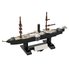 MOC 1/300 Scale SMS Preussischer Paddle Steamer Building Blocks, Military Series Historic Prussian Naval Ship Model, Collector Display Set (243PCS) - cubertime