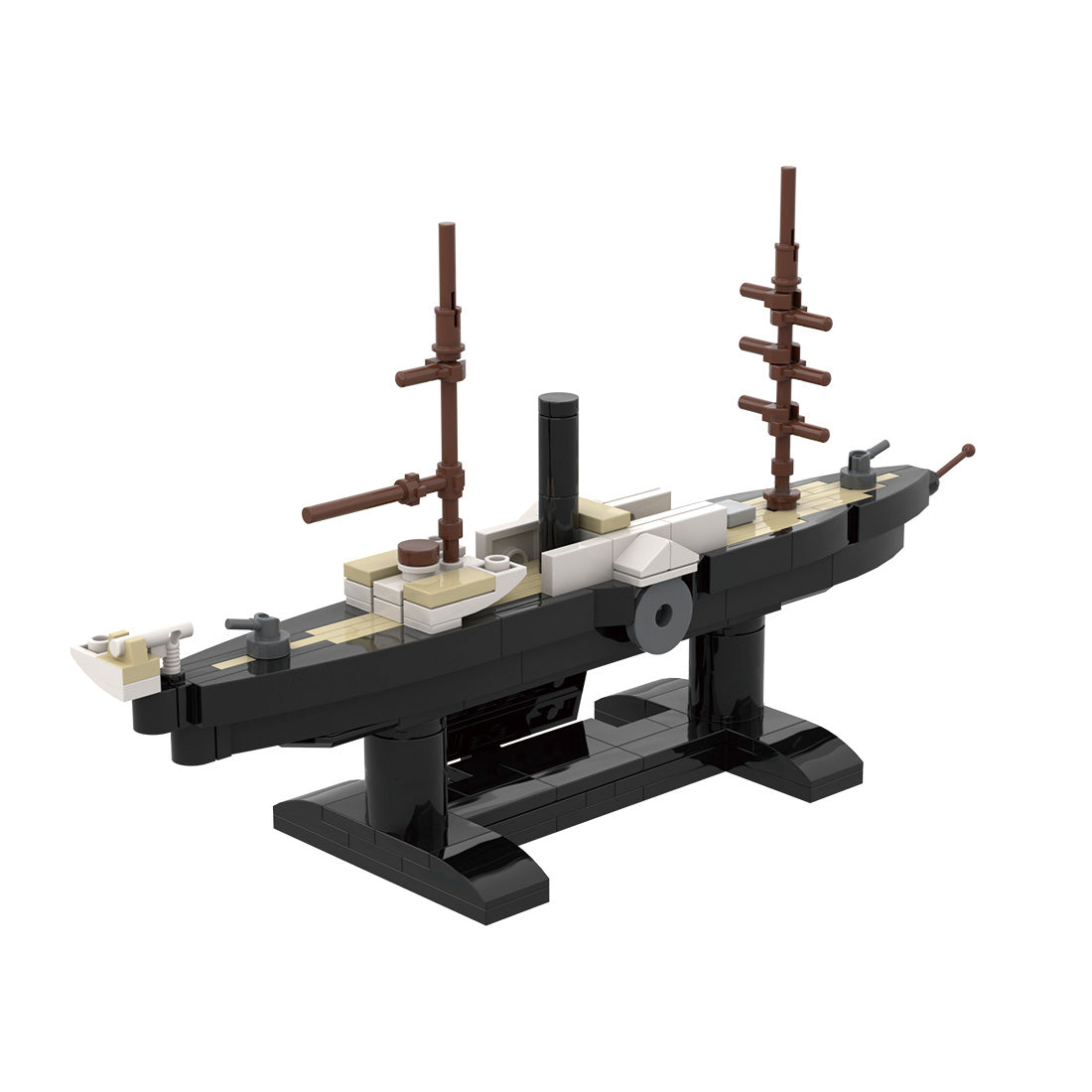 MOC 1/300 Scale SMS Preussischer Paddle Steamer Building Blocks, Military Series Historic Prussian Naval Ship Model, Collector Display Set (243PCS) - cubertime