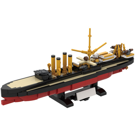 MOC 1/300 Scale SMS Sachsen Armored Frigate Building Blocks, Military Series Historic Naval Ironclad Warship Display Set (655PCS) - cubertime