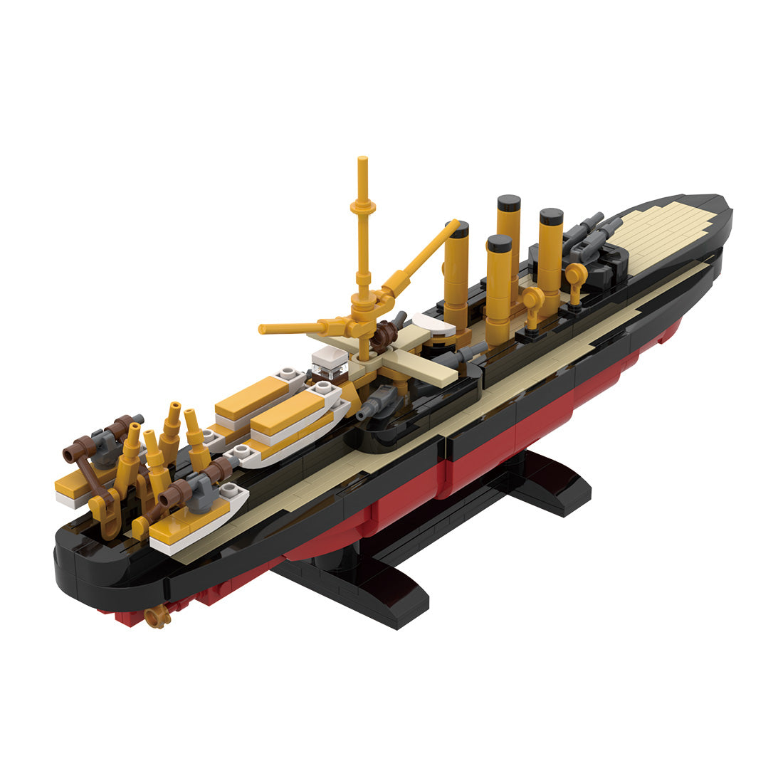 MOC 1/300 Scale SMS Sachsen Armored Frigate Building Blocks, Military Series Historic Naval Ironclad Warship Display Set (655PCS) - cubertime