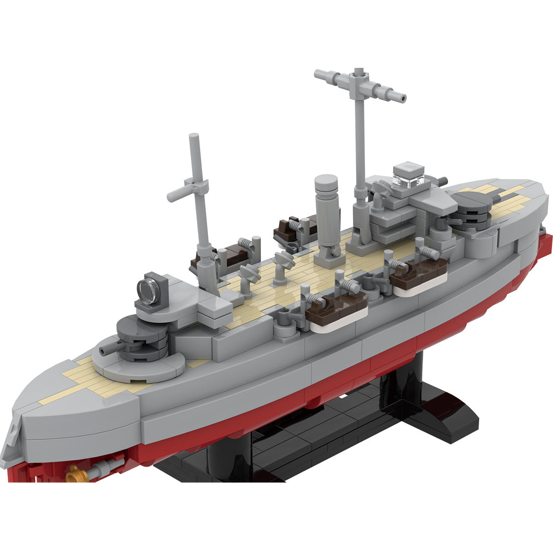 MOC 1/300 Scale SMS Siegfried Coastal Defense Battleship Building Blocks, Military Series Historic Naval Brick Warship Display Set (609PCS) - CUBERTIME