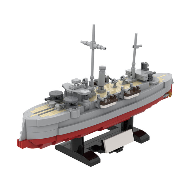 MOC 1/300 Scale SMS Siegfried Coastal Defense Battleship Building Blocks, Military Series Historic Naval Brick Warship Display Set (609PCS) - CUBERTIME