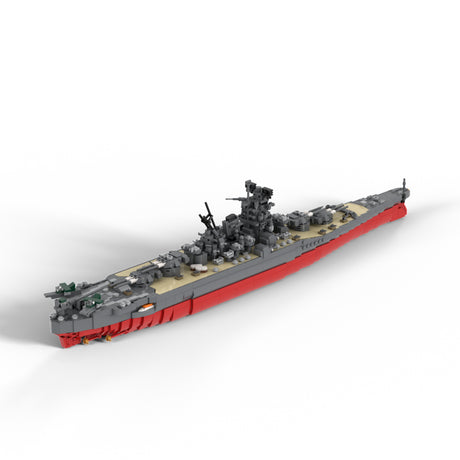 1/450 Scale WWII Battleship Building Blocks MOC Model with Display Stand(1898PCS) - cubertime