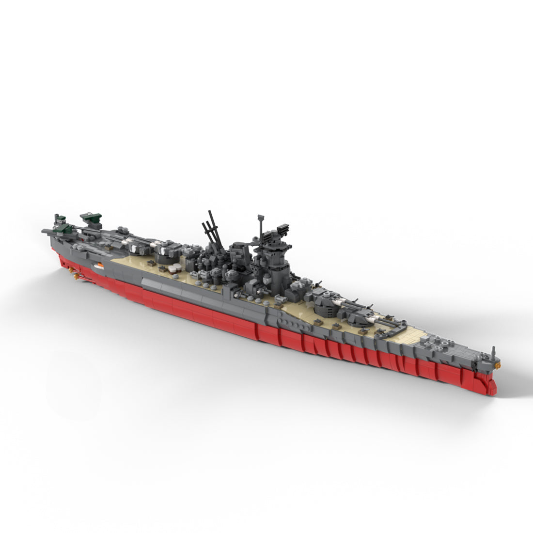 1/450 Scale WWII Battleship Building Blocks MOC Model with Display Stand(1898PCS) - cubertime