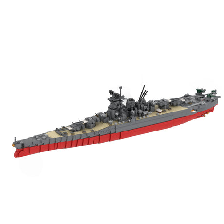 1/450 Scale WWII Battleship Building Blocks MOC Model with Display Stand(1898PCS) - cubertime