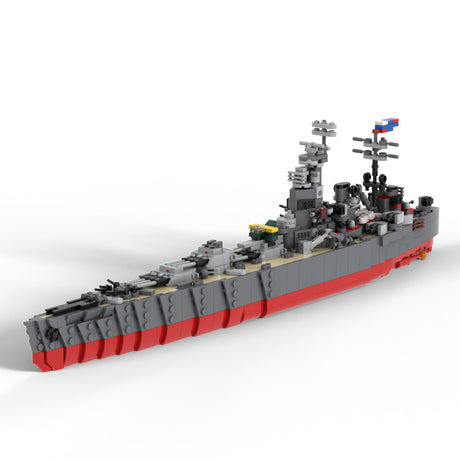 1/450 Scale WWII British Rodney Battleship Building Block MOC Model with Display Stand(1314PCS) - cubertime