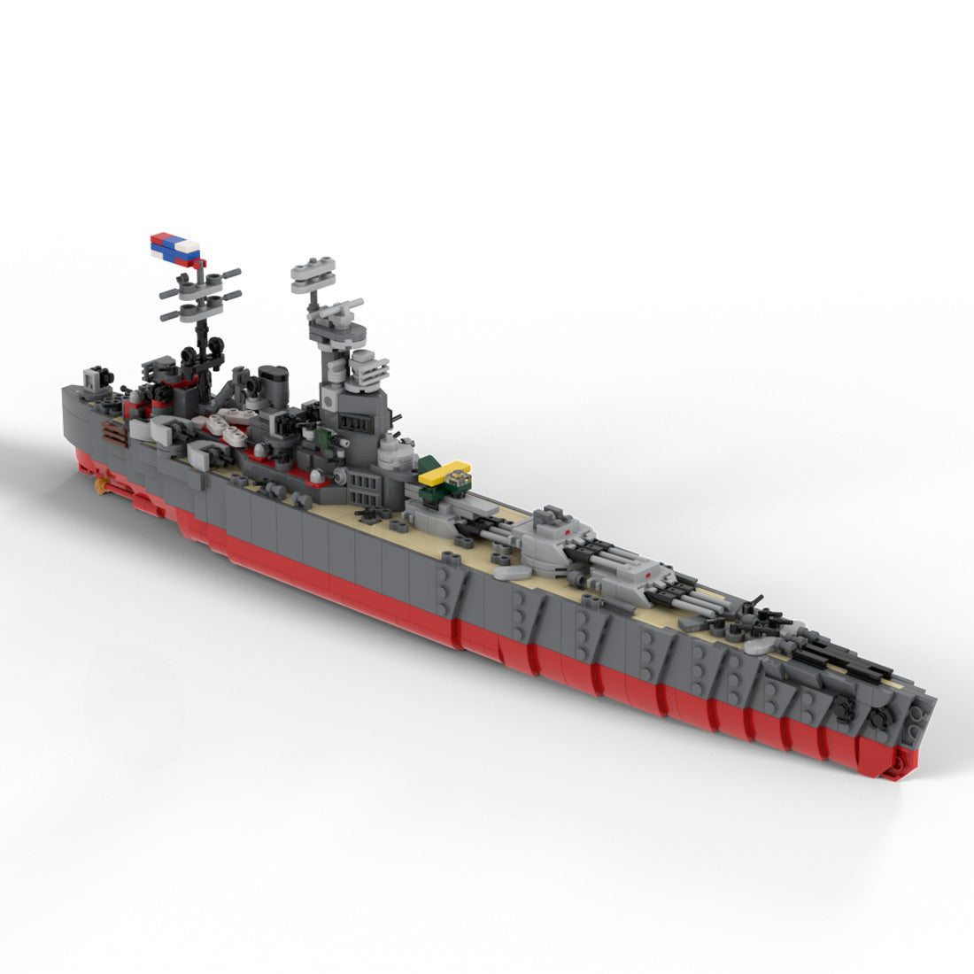 1/450 Scale WWII British Rodney Battleship Building Block MOC Model with Display Stand(1314PCS) - cubertime