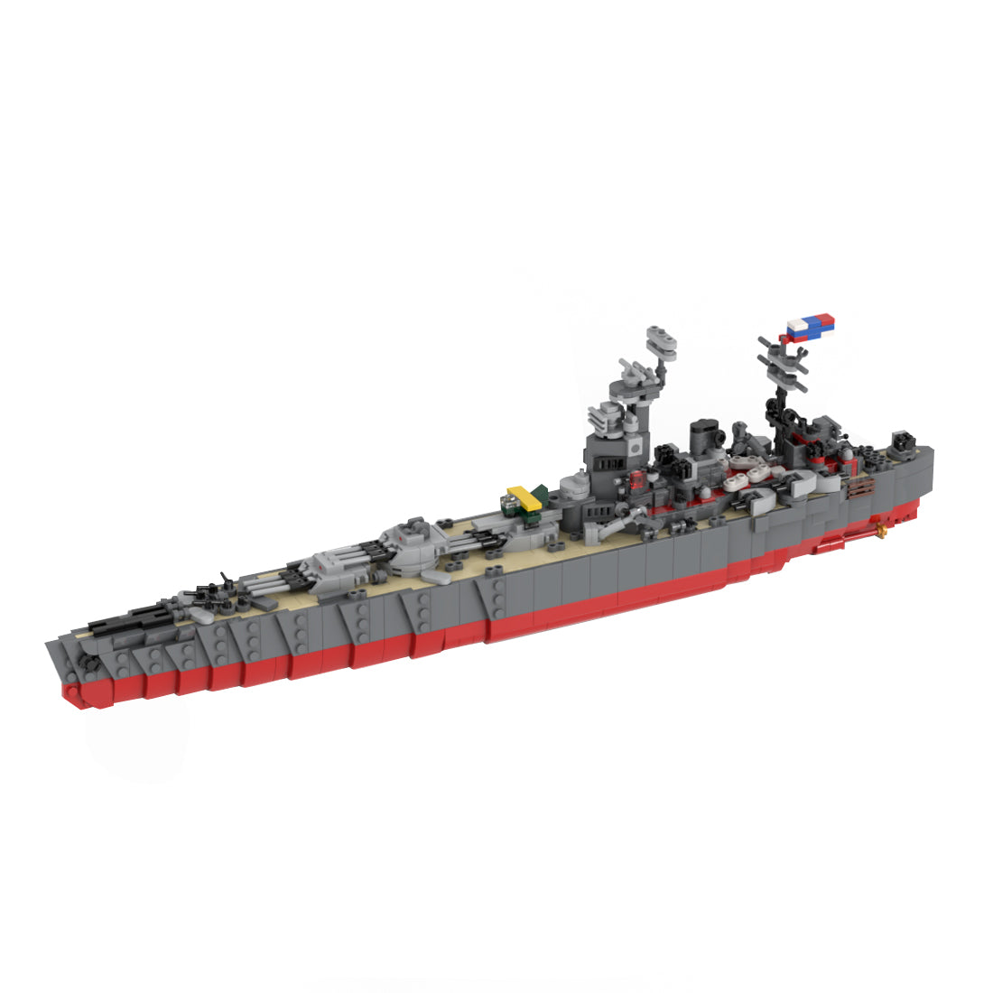 1/450 Scale WWII British Rodney Battleship Building Block MOC Model with Display Stand(1314PCS) - cubertime