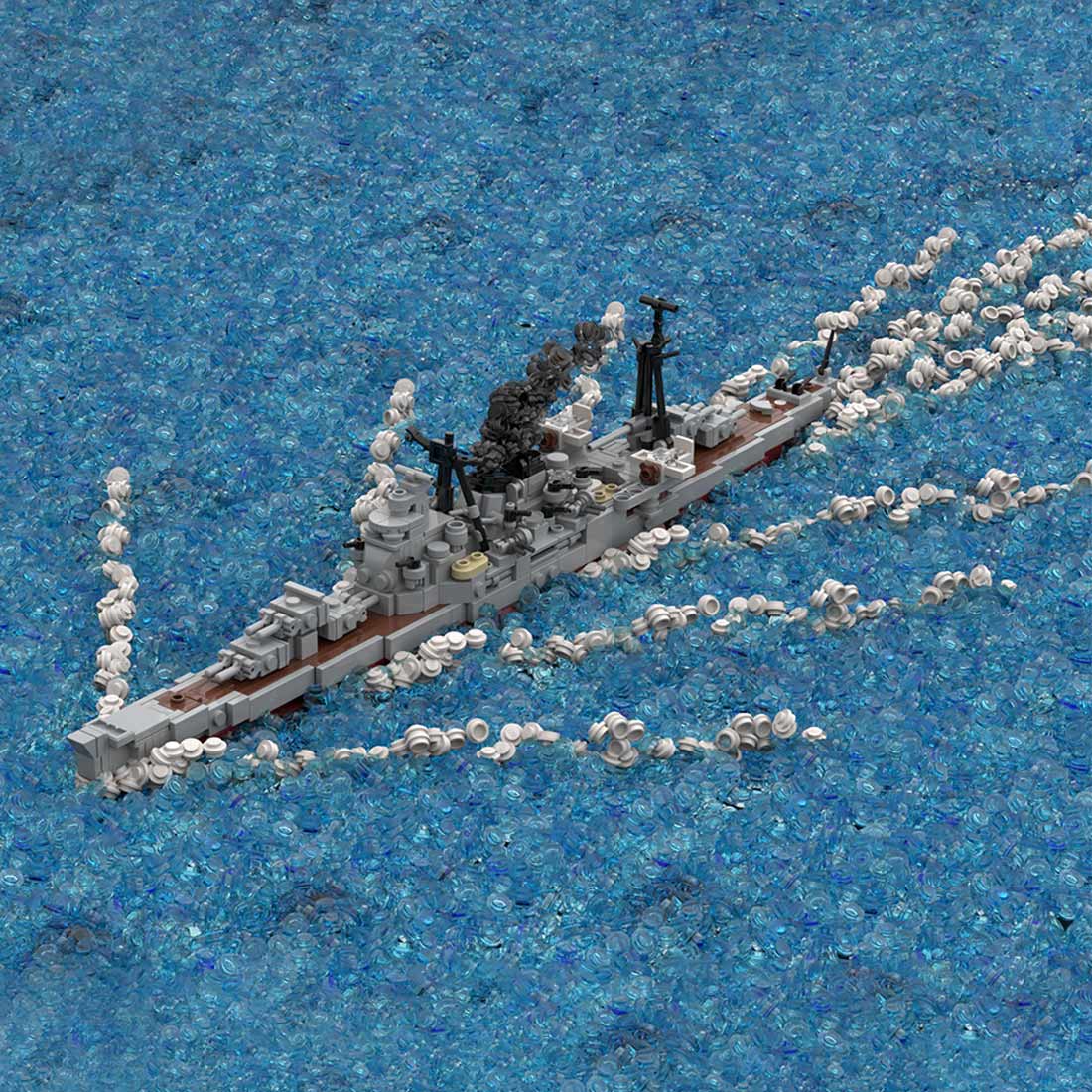 1/485 Scale WWII Atago Japanese Cruiser the Kaohsiung-class Cruiser Military Building Blocks Set(864PCS) - cubertime