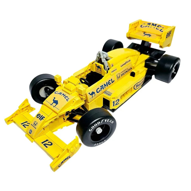 MOC-220329 1/16 Scale Lotus 99T 1987 F1 Race Car Model Building Blocks Set(738PCS/Yellow) - cubertime
