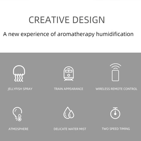 300ml Vintage Steam Train Aromatherapy Essential Oil Diffuser and Humidifier with Dual-Color LED Light, Remote Controller(Bronze/Black) - cubertime