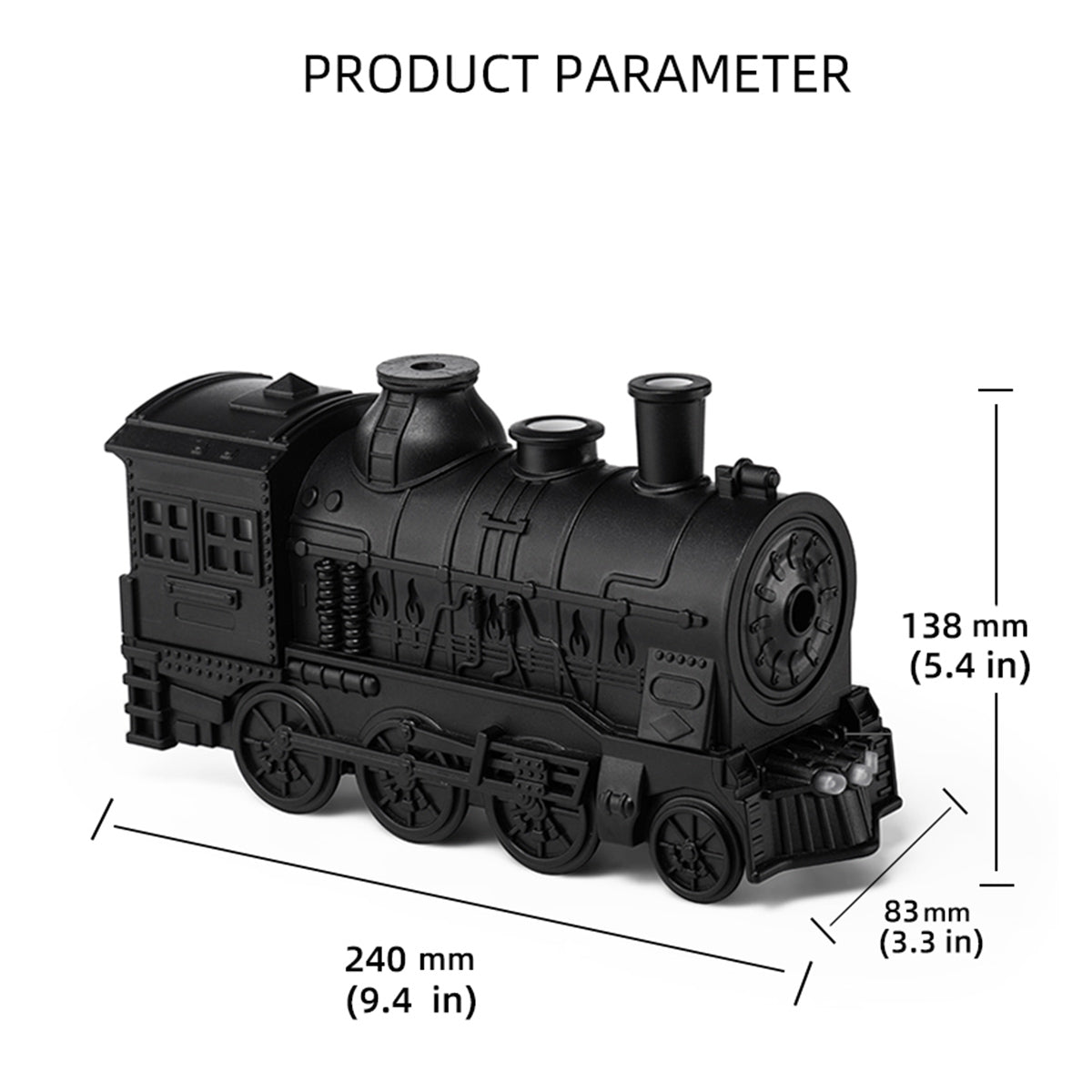 300ml Vintage Steam Train Aromatherapy Essential Oil Diffuser and Humidifier with Dual-Color LED Light, Remote Controller(Bronze/Black) - cubertime