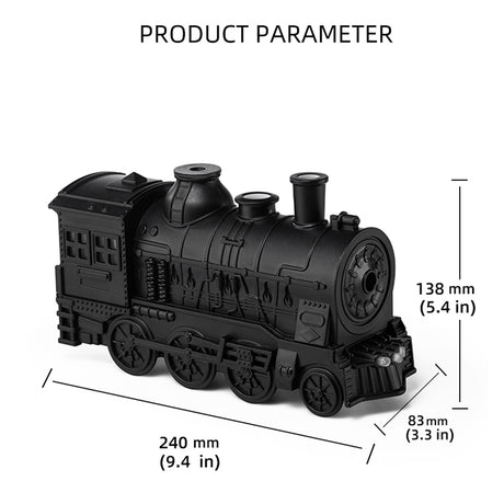 300ml Vintage Steam Train Aromatherapy Essential Oil Diffuser and Humidifier with Dual-Color LED Light, Remote Controller(Bronze/Black) - cubertime