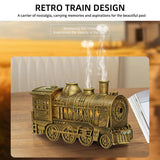 300ml Vintage Steam Train Aromatherapy Essential Oil Diffuser and Humidifier with Dual-Color LED Light, Remote Controller(Bronze/Black) - cubertime