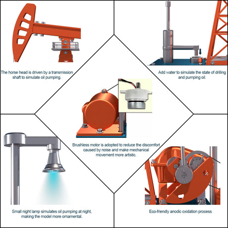 TECHING 3D Pumping Unit Model DIY Metal Oilfield Working Equipment Assembly Kit (219PCS) - CUBERTIME