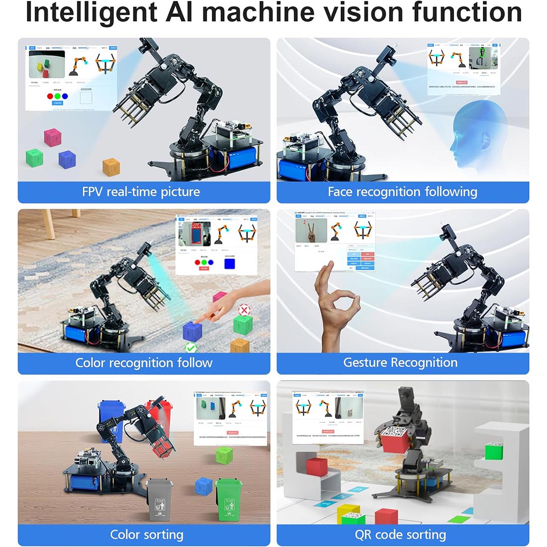 6-DOF Visual Recognition Robotic Arm with Voice Control & Python Programming for Jetson Nano - cubertime