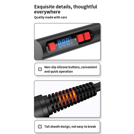 90W Digital Soldering Iron Kit with LCD Display, Adjustable Temperature 180-500°C, Ceramic Heating Core, Auto Sleep Function, Electronics Repair Welding Tool Set (US Plug/EU Plug) - cubertime