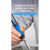90W Digital Soldering Iron Kit with LCD Display, Adjustable Temperature 180-500°C, Ceramic Heating Core, Auto Sleep Function, Electronics Repair Welding Tool Set (US Plug/EU Plug) - cubertime