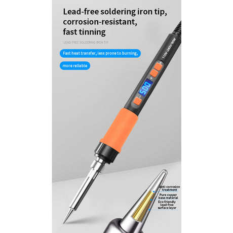 90W Digital Soldering Iron Kit with LCD Display, Adjustable Temperature 180-500°C, Ceramic Heating Core, Auto Sleep Function, Electronics Repair Welding Tool Set (US Plug/EU Plug) - cubertime
