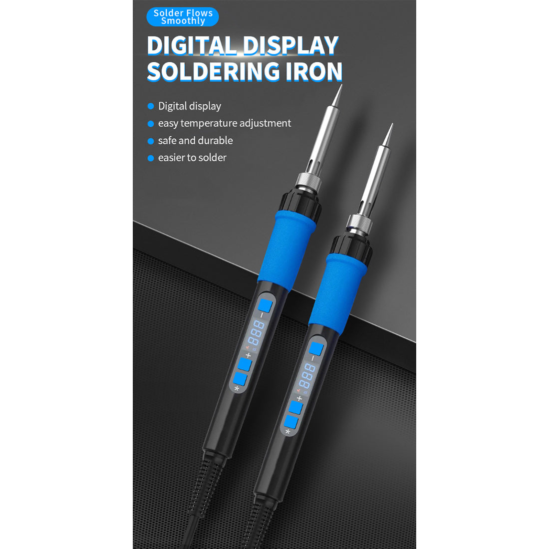 90W Digital Soldering Iron Kit with LCD Display, Adjustable Temperature 180-500°C, Ceramic Heating Core, Auto Sleep Function, Electronics Repair Welding Tool Set (US Plug/EU Plug) - cubertime
