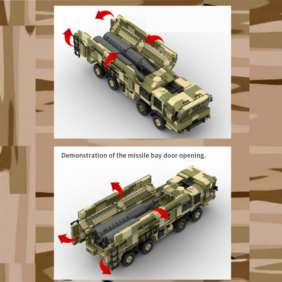 9K720 Military Mobile Missile Truck Building Block Set, Ballistic Missile Launcher Model, 8-Wheel Off-Road Vehicle, Elevating Missile Display, Military Building Kit for Display (1278PCS) - cubertime