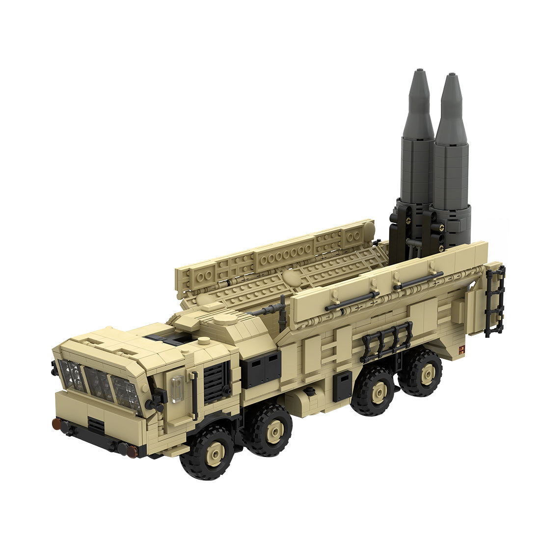 9K720 Military Mobile Missile Truck Building Block Set, Ballistic Missile Launcher Model, 8-Wheel Off-Road Vehicle, Elevating Missile Display, Military Building Kit for Display (1278PCS) - cubertime