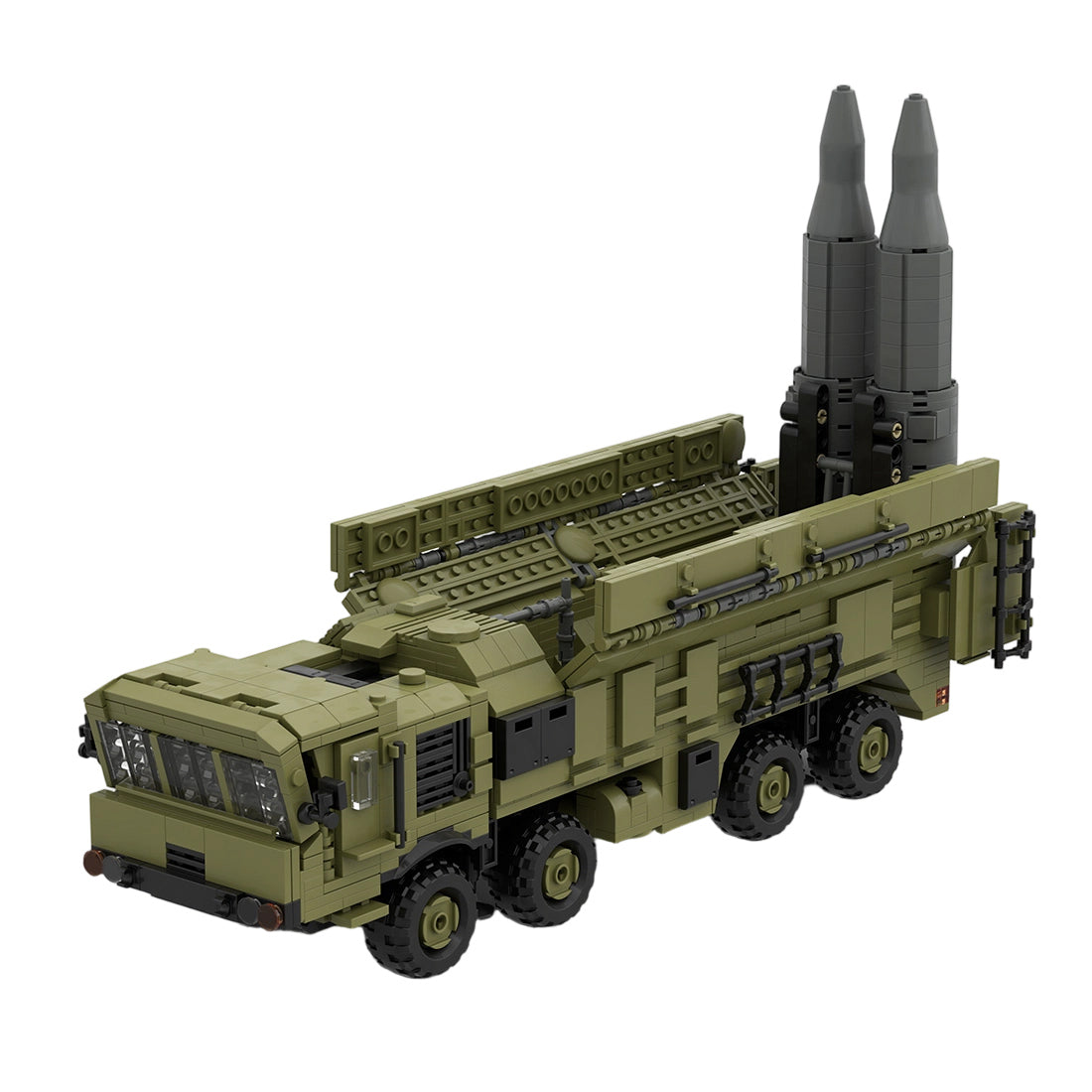 9K720 Military Mobile Missile Truck Building Block Set, Ballistic Missile Launcher Model, 8-Wheel Off-Road Vehicle, Elevating Missile Display, Military Building Kit for Display (1278PCS) - cubertime