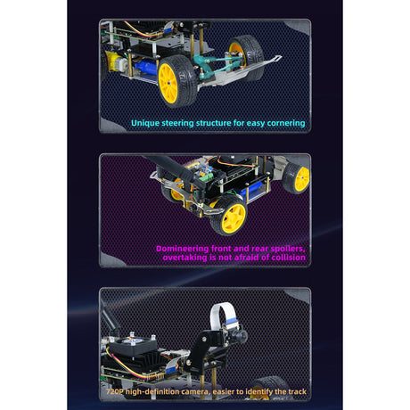 Autonomous Robot Car Kit with Deep Learning Vision & Ackermann Steering, Self-Driving Platform for Jetson Nano & Donkey Car (Blue/Yellow/Red) - cubertime