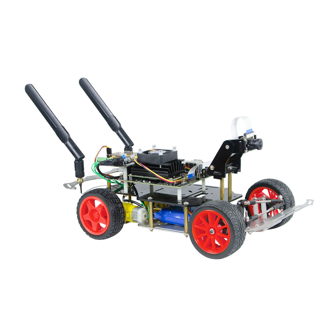 Autonomous Robot Car Kit with Deep Learning Vision & Ackermann Steering, Self-Driving Platform for Jetson Nano & Donkey Car (Blue/Yellow/Red) - cubertime