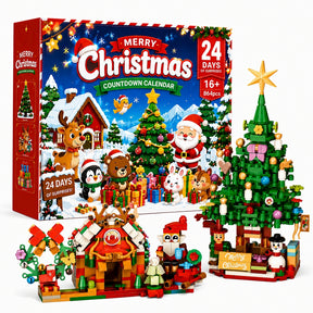 Christmas Advent Calendar Building Block Set, with Snowman, Christmas Tree & Snowflake(864PCS) - cubertime