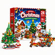 Christmas Advent Calendar Building Block Set, 3 Christmas Scenes with Tree, Gingerbread House & Village Display(864PCS) - cubertime