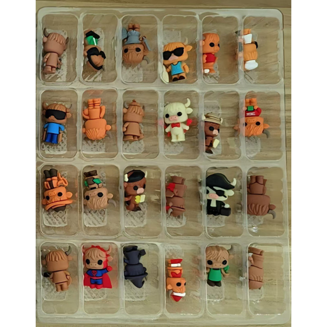 Christmas Long-Haired Cow Advent Calendar Surprise Box Set, 24 Mini Cow Figurines in Festive Holiday Costumes, 4cm Mini Collectible Figures for Christmas Countdown, Party Favors and Desktop Decor - cubertime