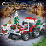 Christmas Snow Plow Tractor Building Set, Winter Farm Scene (428PCS) - cubertime
