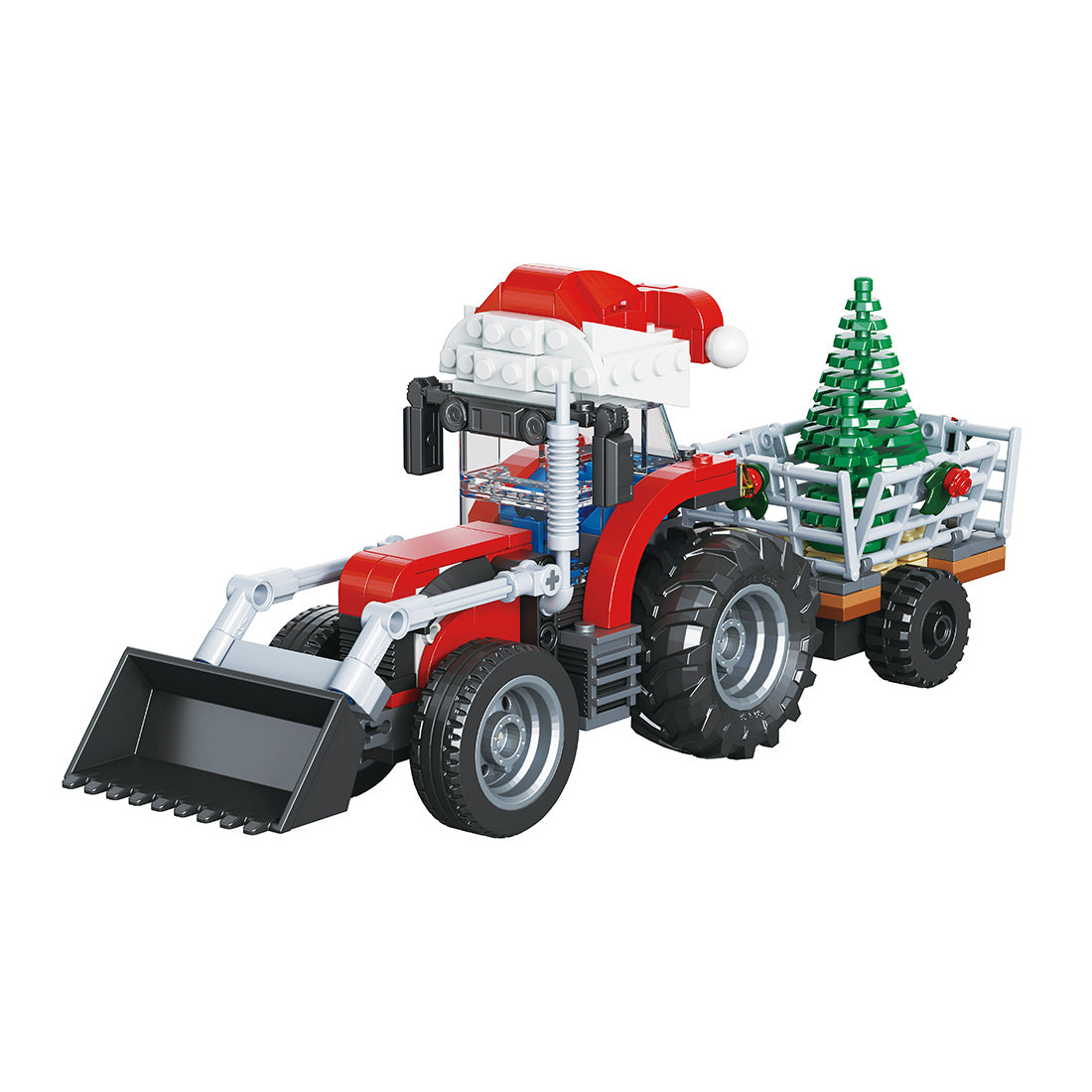 Christmas Snow Plow Tractor Building Set, Winter Farm Scene (428PCS) - cubertime
