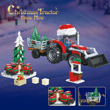 Christmas Snow Plow Tractor Building Set, Winter Farm Scene (428PCS) - cubertime