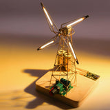 Circuit Sculptor, DIY Windmill Desk Lamp for Electronics Hobbyist, Rotating Creative Tabletop Lamp with Pre-shaped Copper Wire (Kit Version) - cubertime