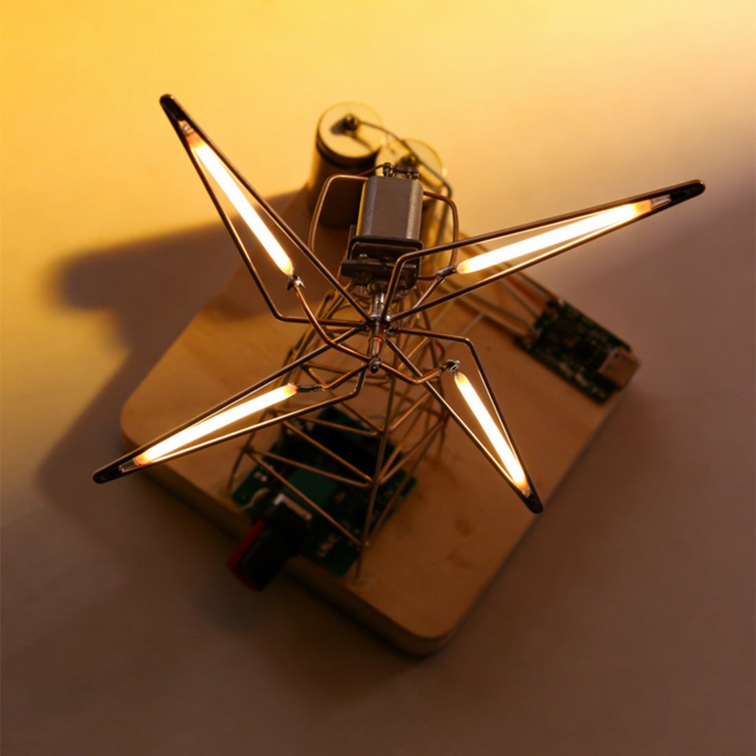 Circuit Sculptor, DIY Windmill Desk Lamp for Electronics Hobbyist, Rotating Creative Tabletop Lamp with Pre-shaped Copper Wire (Kit Version) - cubertime