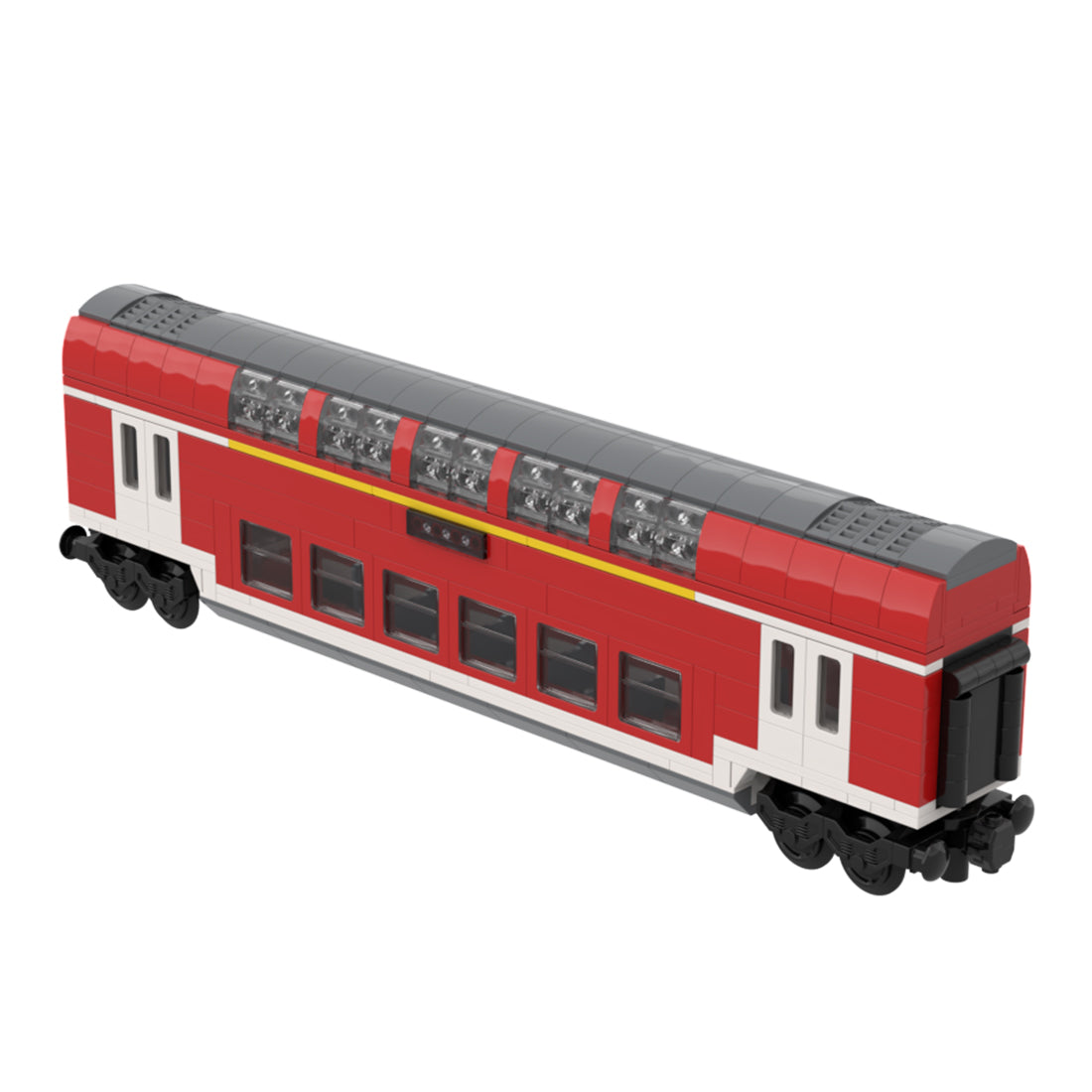City Rail Transit Building Blocks, European Classic Double-Decker Train Model, Micro Scale Railway Display Construction Set (470PCS/Red/First Class Carriage) - cubertime