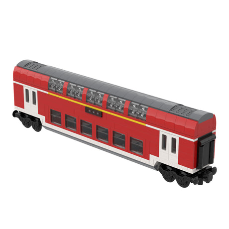 City Rail Transit Building Blocks, European Classic Double-Decker Train Model, Micro Scale Railway Display Construction Set (470PCS/Red/First Class Carriage) - cubertime