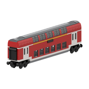 City Rail Transit Building Blocks, European Classic Double-Decker Train Model, Micro Scale Railway Display Construction Set (470PCS/Red/First Class Carriage) - cubertime