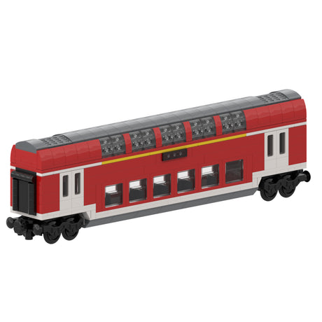 City Rail Transit Building Blocks, European Classic Double-Decker Train Model, Micro Scale Railway Display Construction Set (470PCS/Red/First Class Carriage) - cubertime