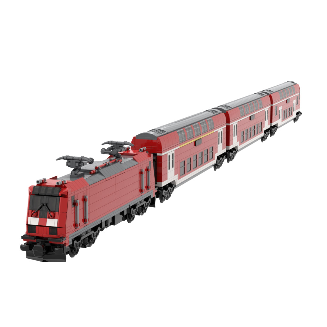 City Rail Transit Building Blocks, European Classic Double-Decker Train Model, Micro Scale Railway Display Construction Set (470PCS/Red/First Class Carriage) - cubertime