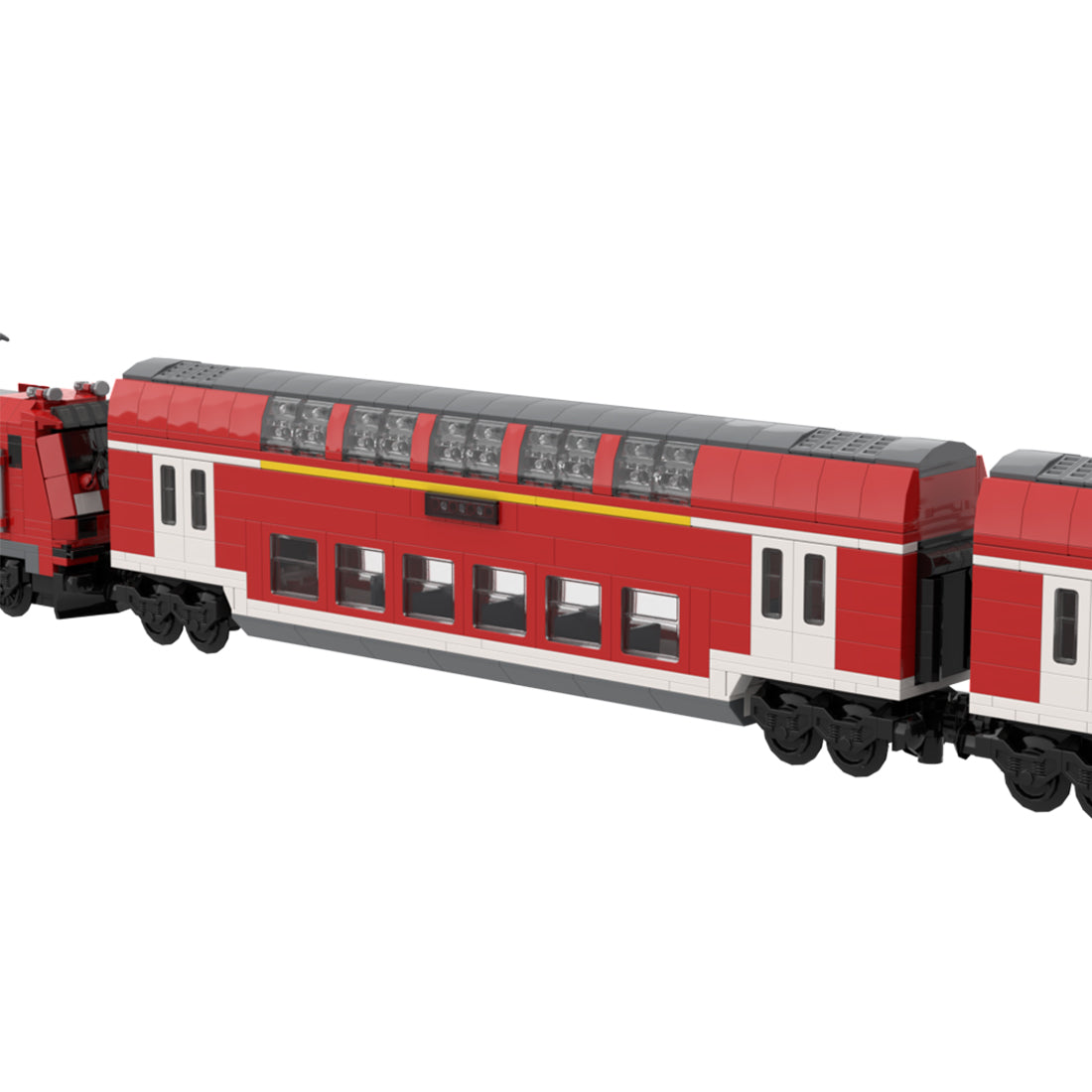 City Rail Transit Building Blocks, European Classic Double-Decker Train Model, Micro Scale Railway Display Construction Set (470PCS/Red/First Class Carriage) - cubertime
